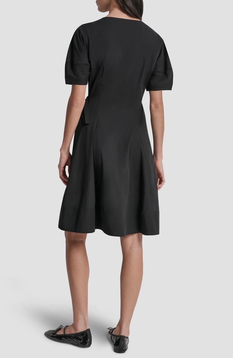 DKNY Poplin Fit & Flare Dress, Alternate, color, Black