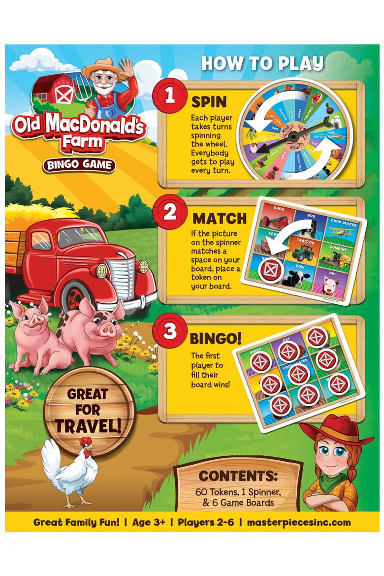 Old MacDonald's Farm Bingo Game, Alternate, color, Multicolor