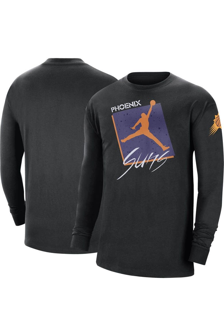 Men's Jordan Brand Black Phoenix Suns Courtside Max 90 Vintage Wash Statement Edition Long Sleeve T-Shirt, Main, color, Black