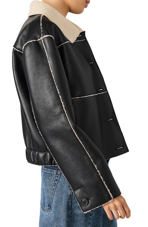 Steve Madden Tilia Faux Shearling Coat In Black