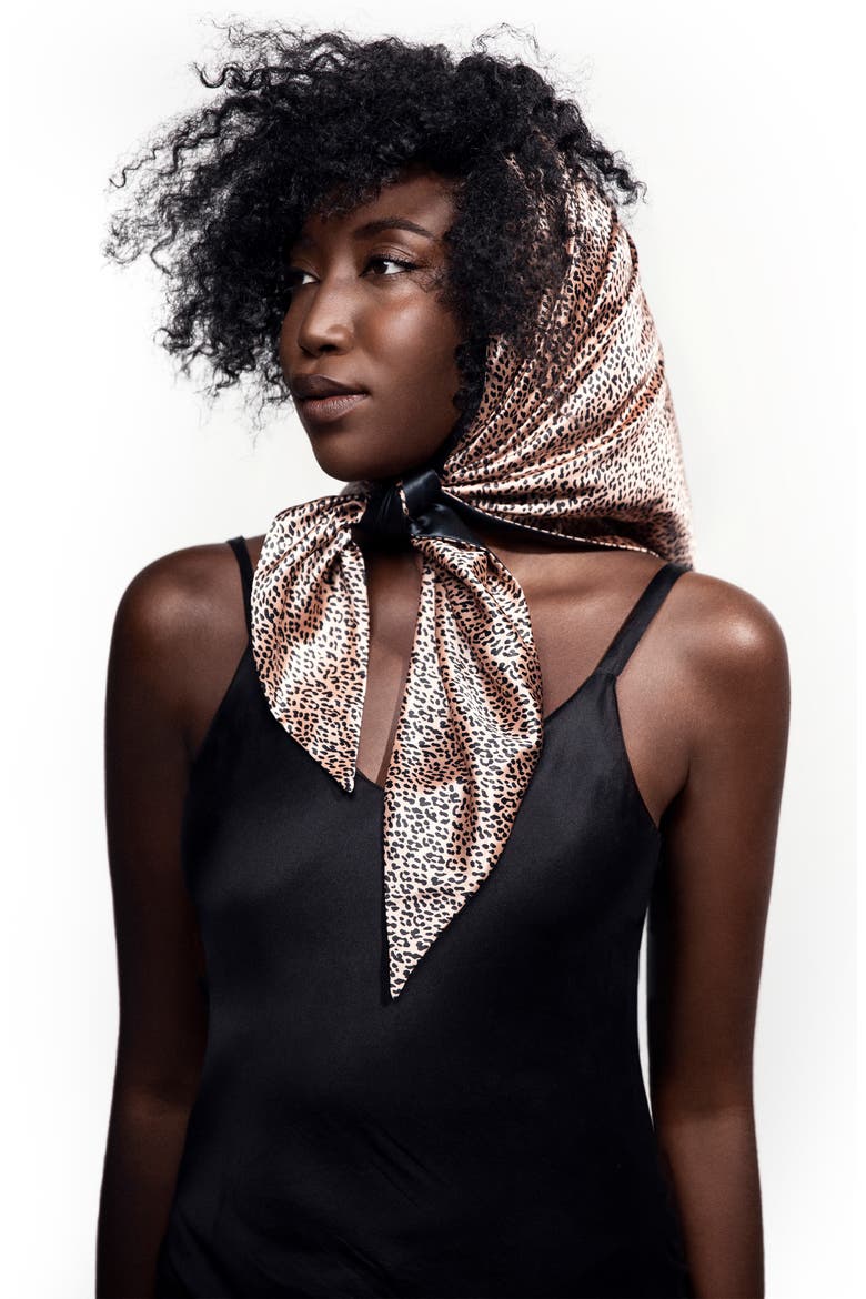 Wild Leopard Silk Hair Wrap, Alternate, color, WILD LEOPARD