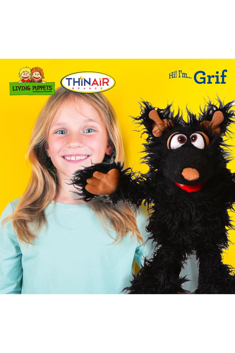 Grif The Black Dog 12 Inch Plush Hand Puppet, Handmade, Alternate, color, Black