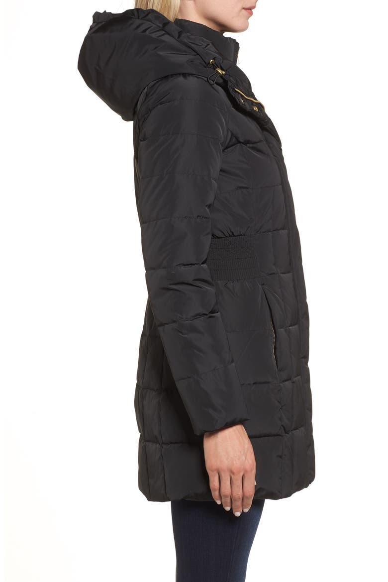 Hooded Down & Feather Jacket, Alternate, color, BLACK