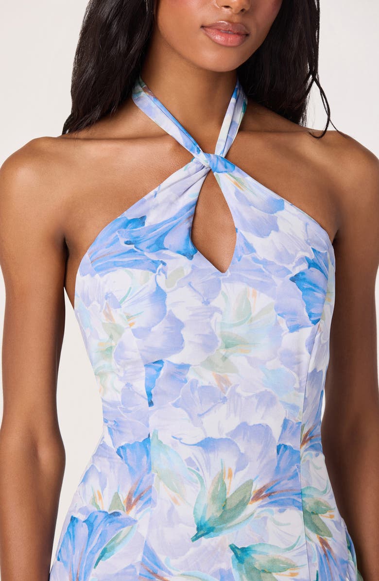 ASTR the Label Bethina Floral Halter Neck High-Low Dress, Alternate, color, Purple Floral