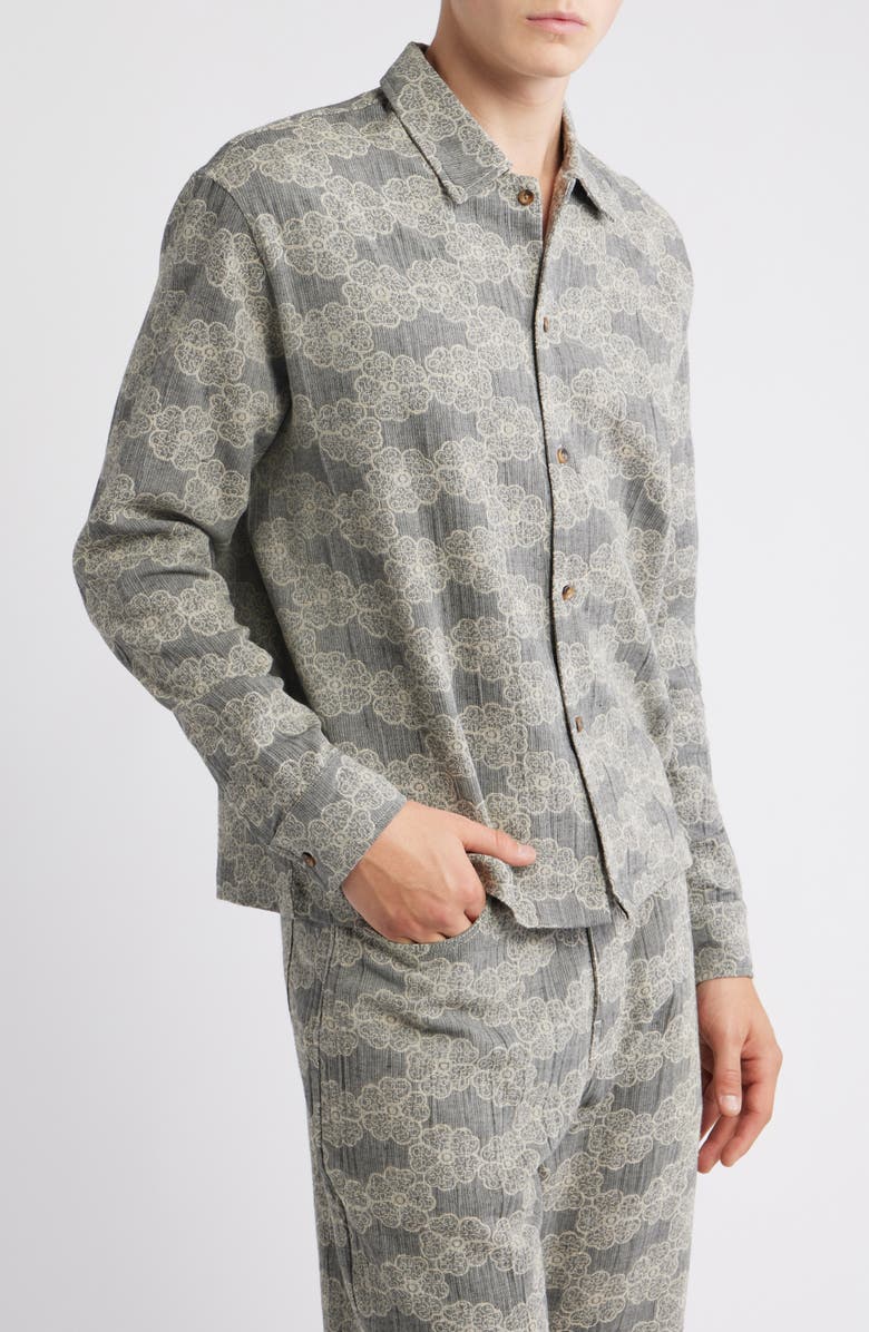 RIZORT Trevor Floral Cotton Blend Button-Up Shirt, Alternate, color, Grey