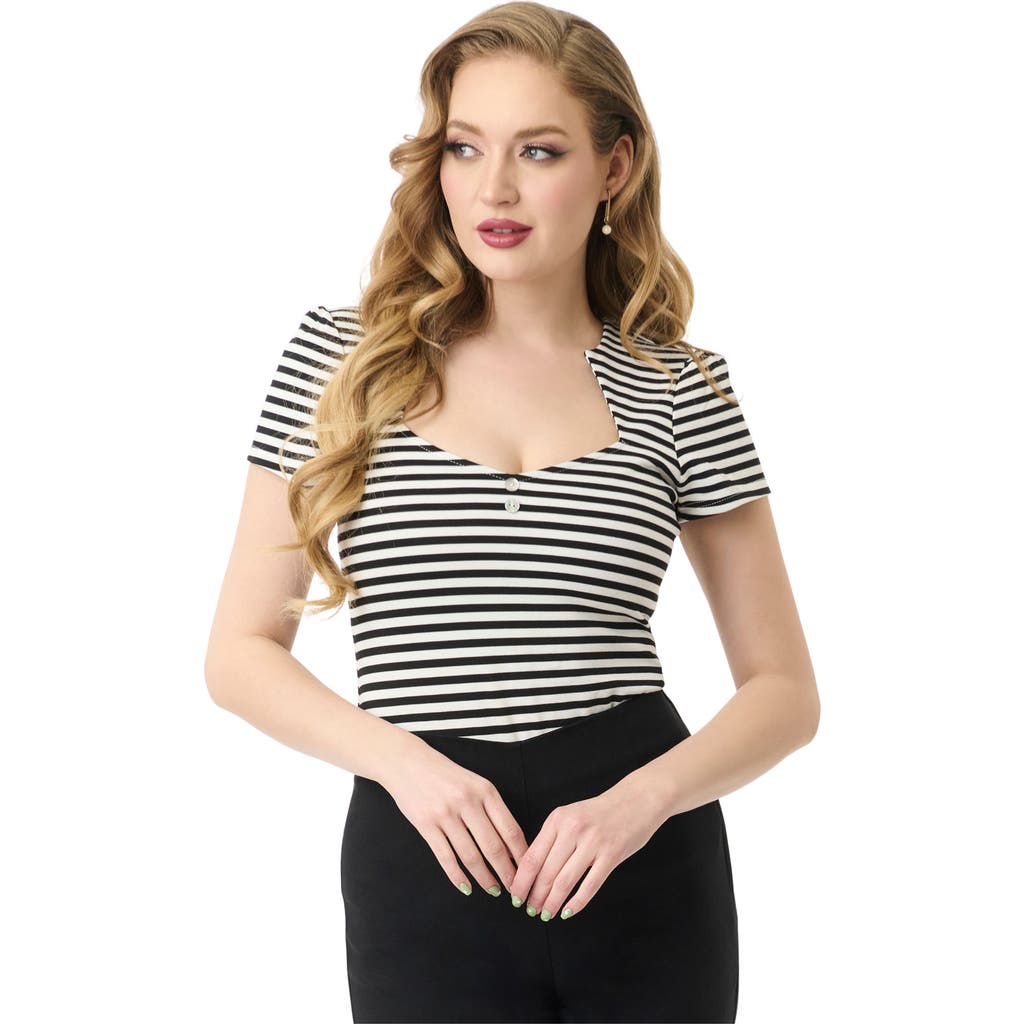 Unique Vintage Pentagon Collar Knit Top In Multi