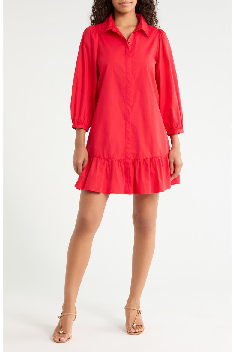 Maude Cotton Poplin Shirt Dress, Main, color, RED