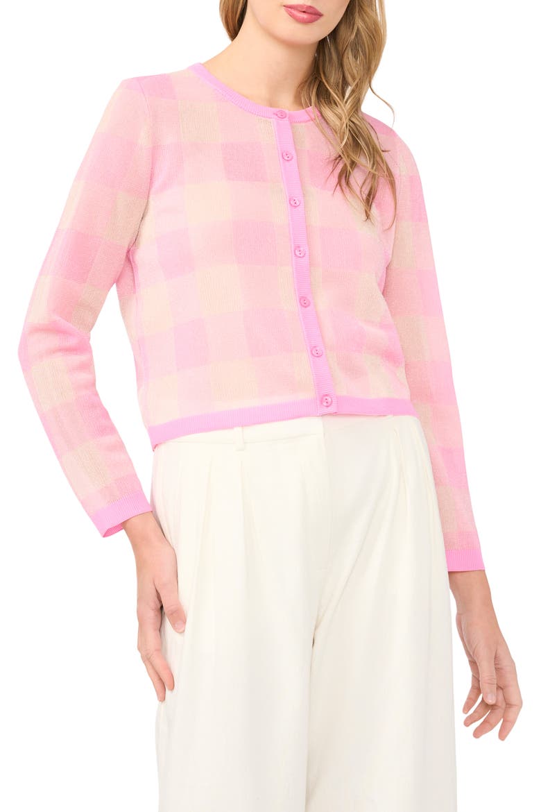 Gracie Plaid Cardigan, Main, color, FULL BLOOMING PINK