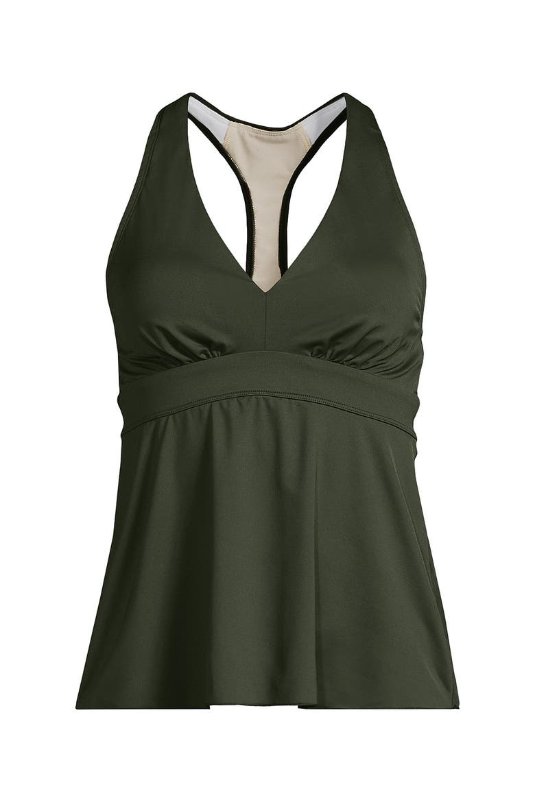 V-neck Racerback Flutter Tankini, Alternate, color, Rich Olive Green