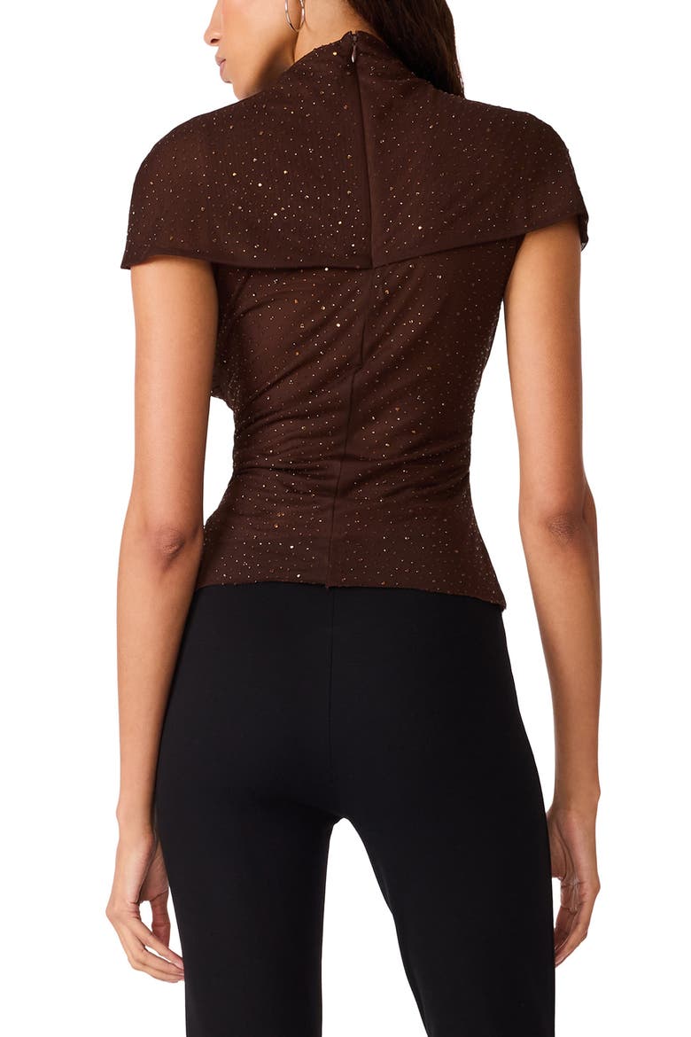 Evereth Embellished Drape Neck Top, Alternate, color, DARK TOFFEE