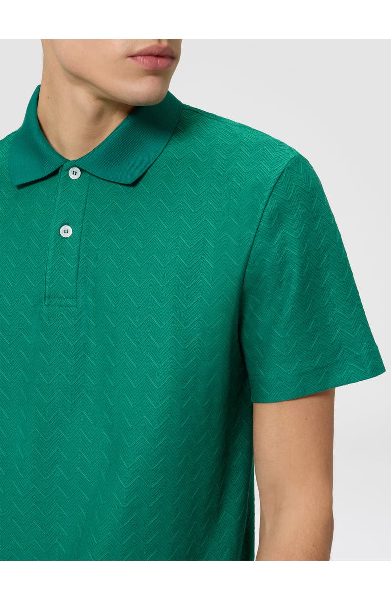 UM Jacquard Cotton Polo Shirt With Tone-on-tone Zigzag Design, Alternate, color, Green