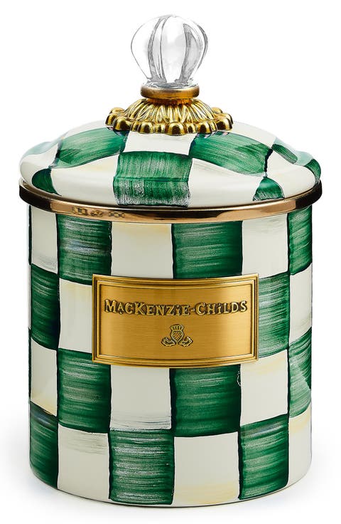 Emerald Check Small Enameled Steel Canister
