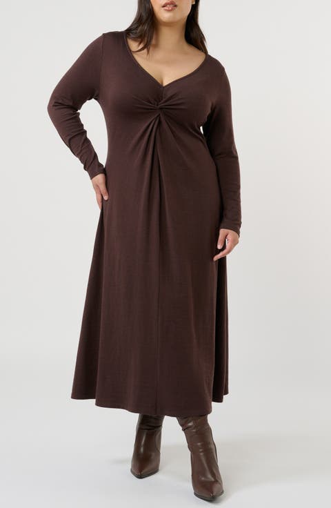 Equinox Long Sleeve A-Line Dress (Plus)