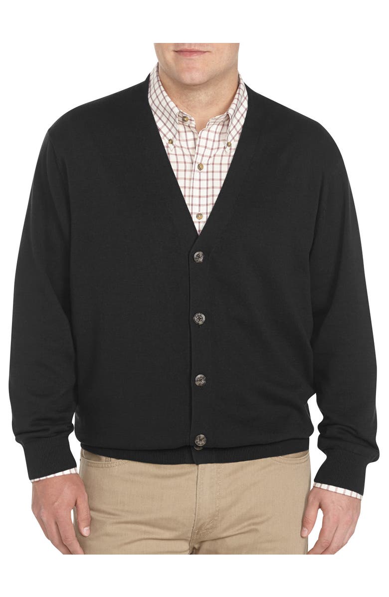 Harbor Bay by DXL Big & Tall V-Neck Cardigan, Main, color, Black