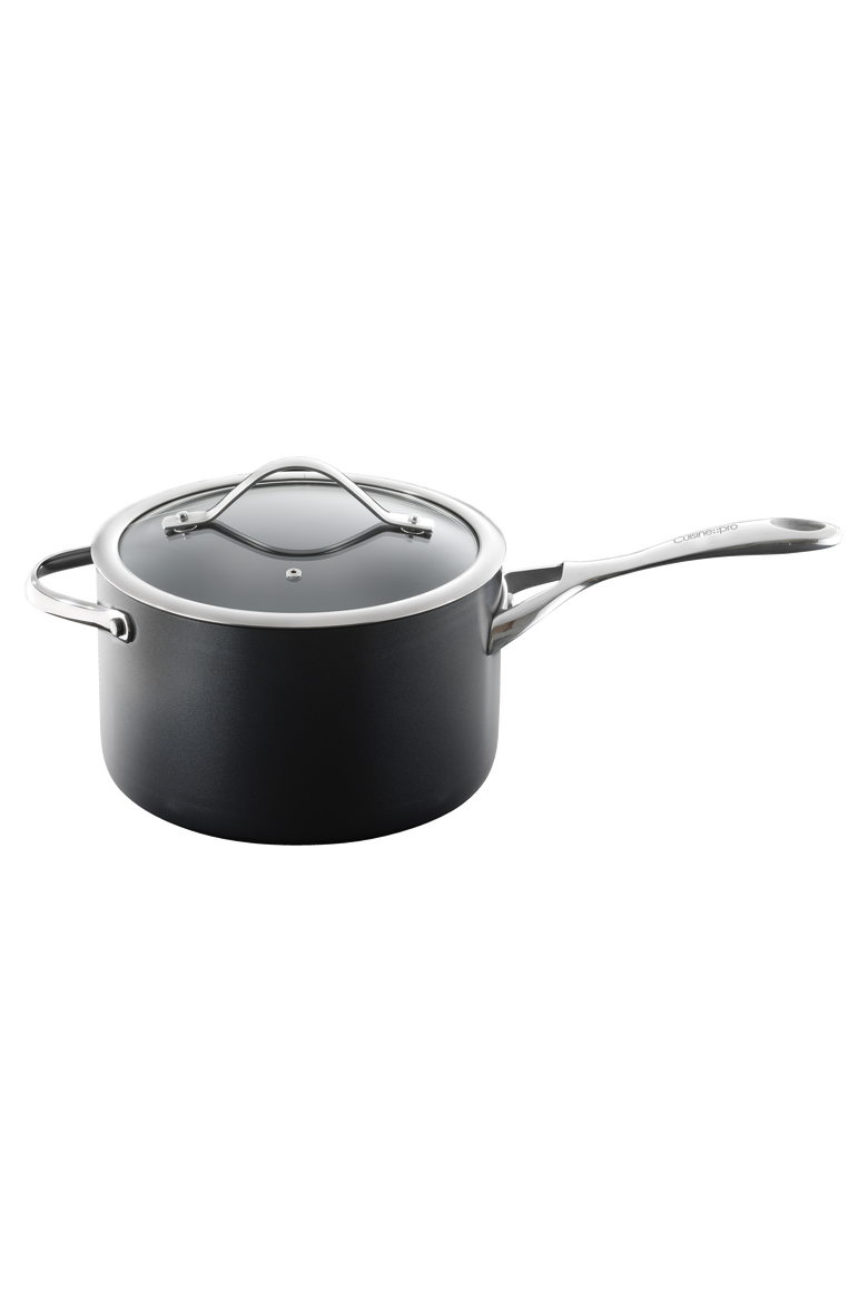 iD3® Saucepan with Lid 3.9qt, Main, color, BLACK