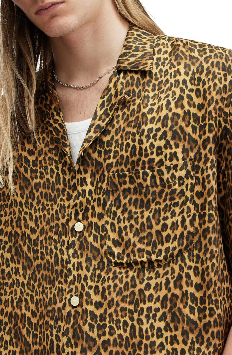 AllSaints Carcle Oversize Leopard Print Camp Shirt, Alternate, color, 