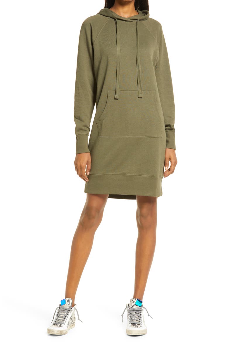 Organic Cotton Blend Long Sleeve Sweatshirt Dress, Main, color, OLIVE SARMA