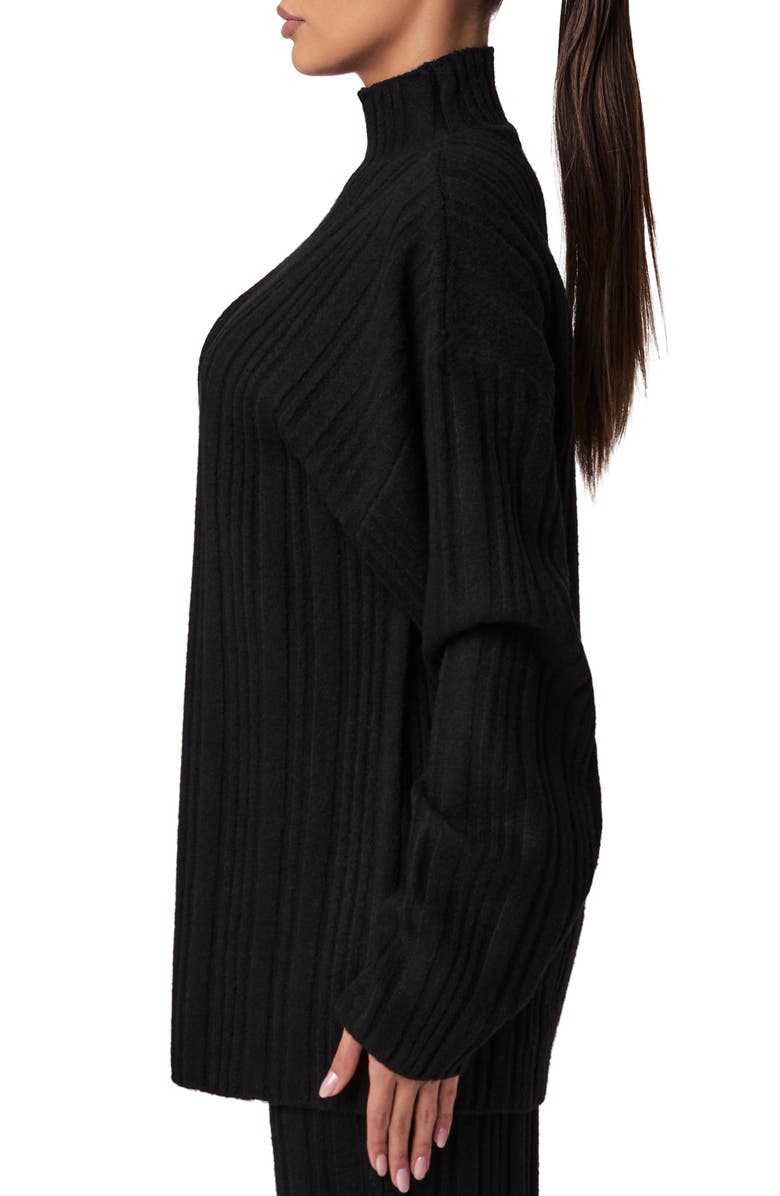 Naked Wardrobe Oversize Funnel Neck Sweater, Alternate, color, Black
