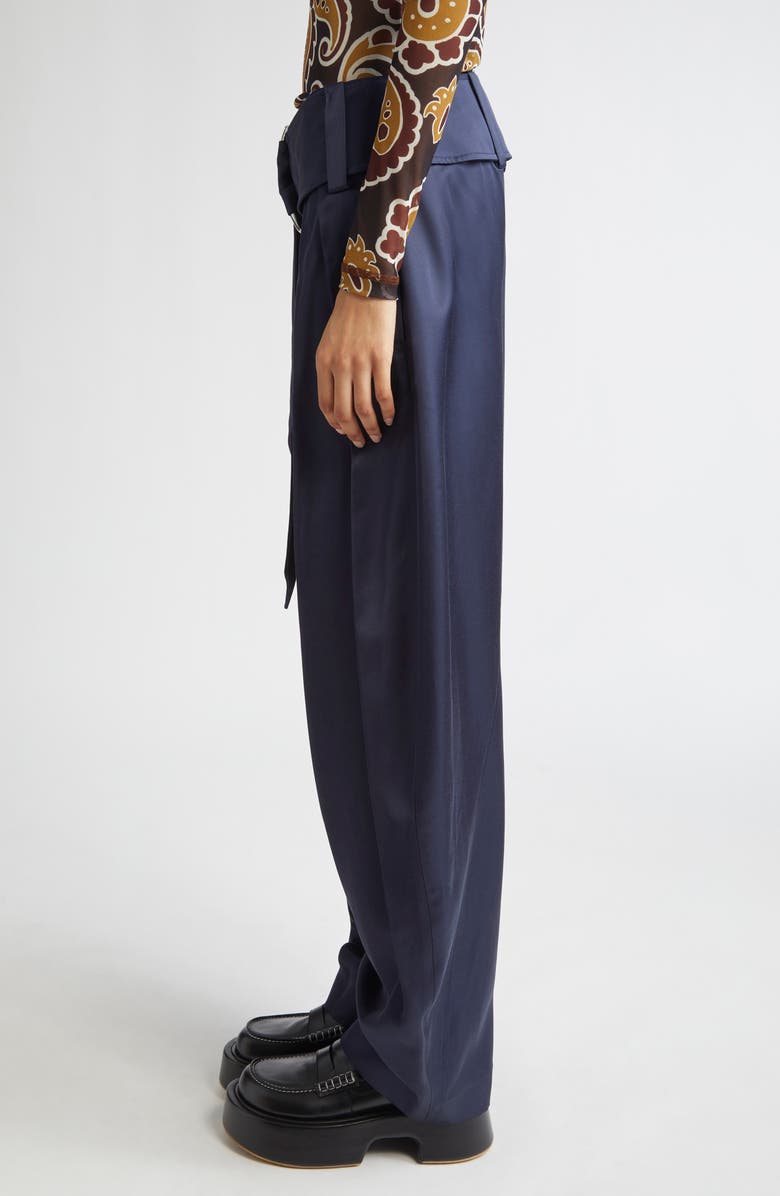 JW Anderson Pleated D-Ring Satin Trousers, Alternate, color, 