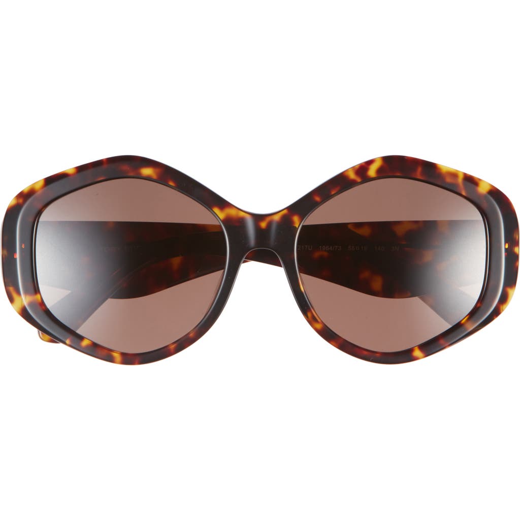 Tory Burch Kira 55mm Geometric Sunglasses In Dark Tortoise/brown