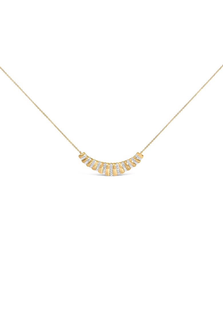 Gold Vermeil 1/10 Cttw Diamond Bold Ribbed Pendant Necklace, Main, color, Silver