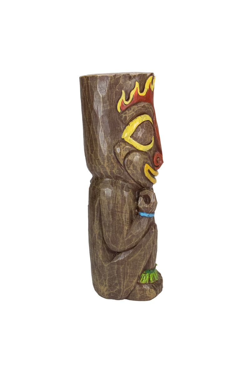 Northlight 16" Solar Lighted Polynesian Outdoor Garden Fire Tiki Statue, Alternate, color, Brown