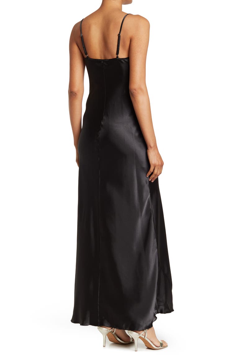 Solid Long Satin Slip Dress, Alternate, color, BLACK