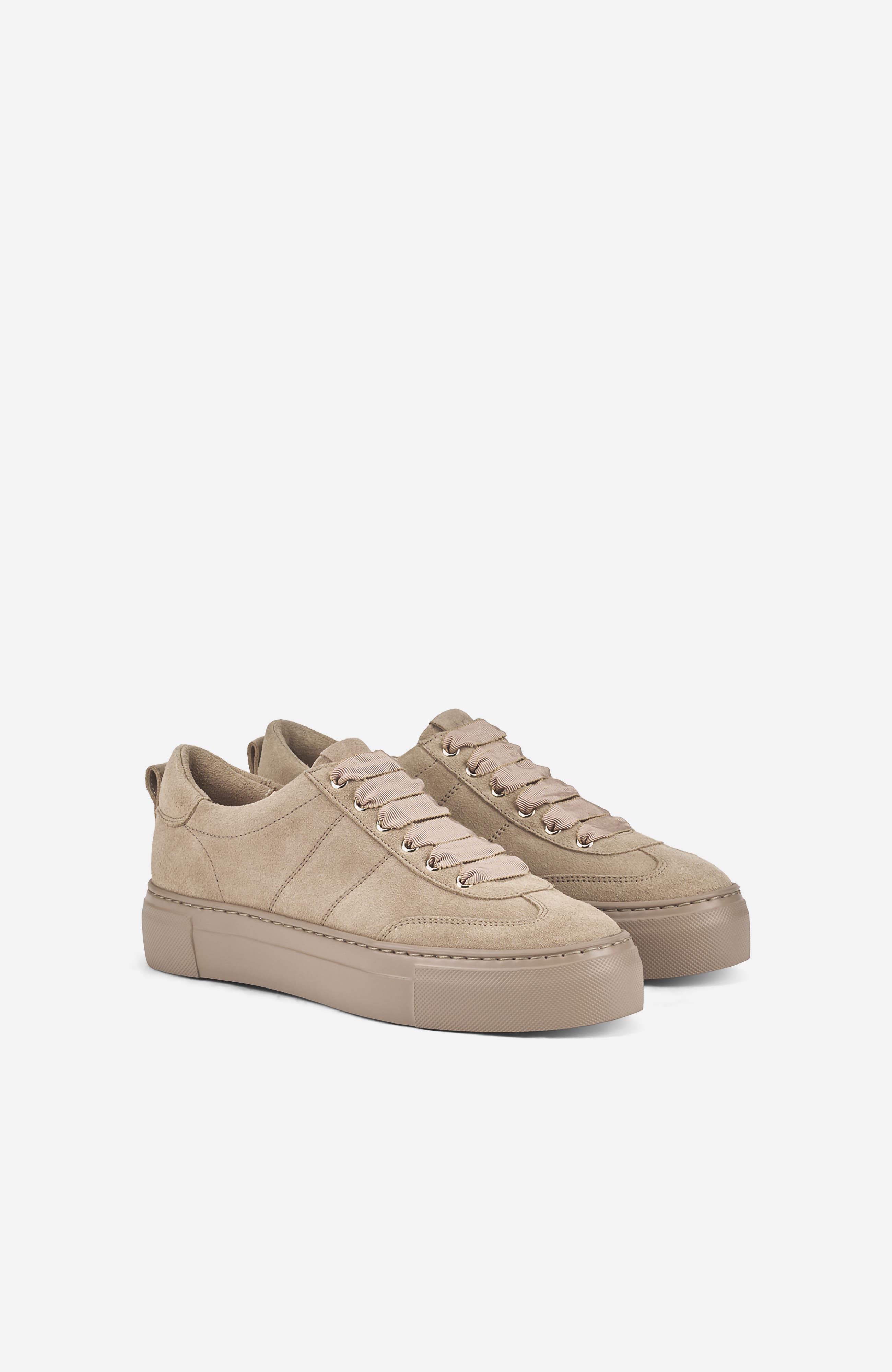Cecilia Sneaker in Water Resistant Suede Leather, Alternate, color, Beige Velour