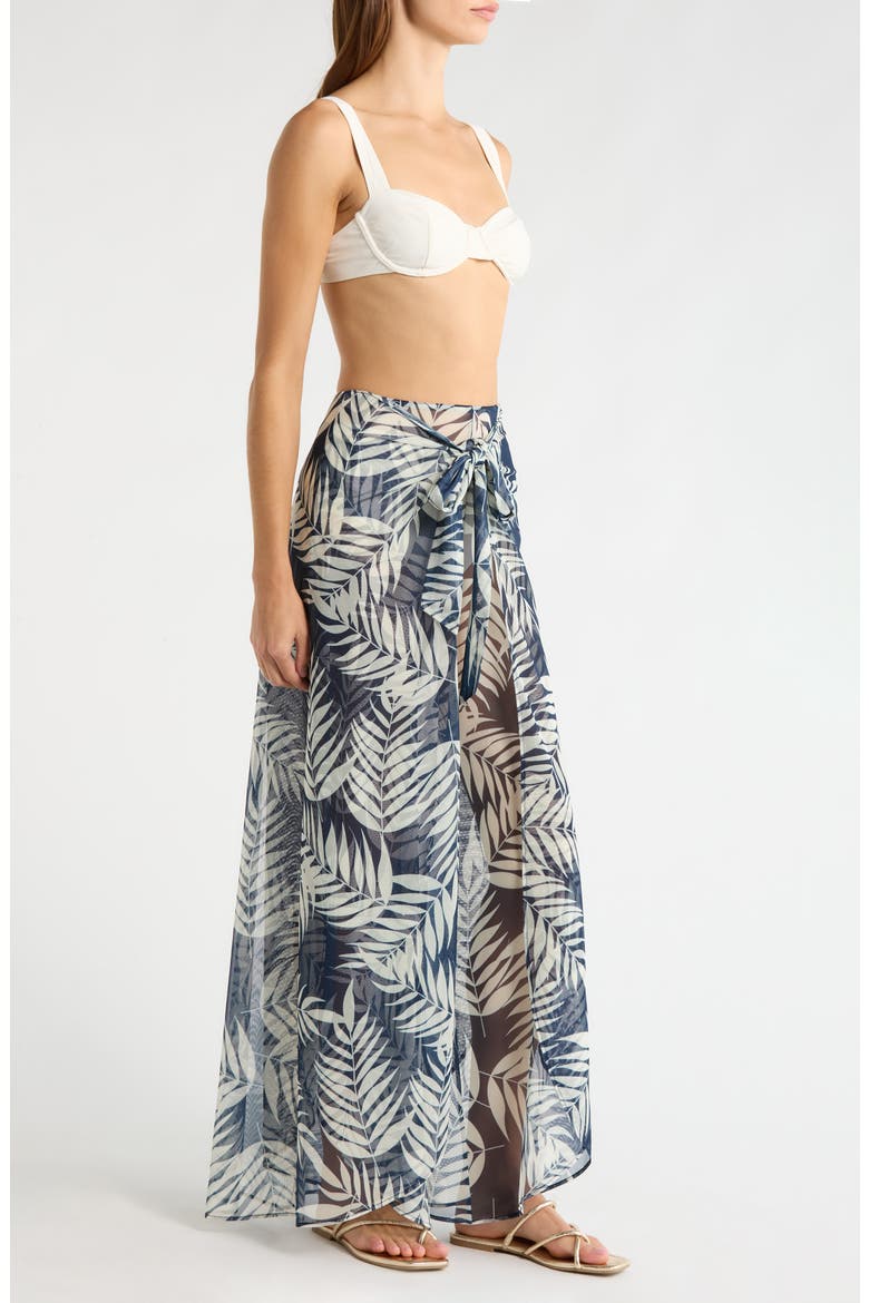 Floral Tie Waist Wide Leg Cover-Up Pants, Alternate, color, NAVY PARADISE FOLIAGE