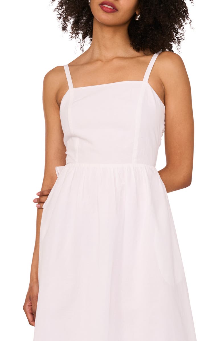 1.STATE Tie Back Sleeveless Midi Dress, Alternate, color, Ultra White