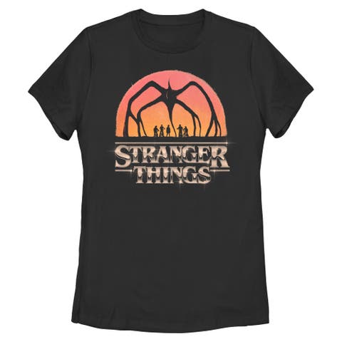 Women's Mind Flayer Sunset Chrome Logo Short Sleeve Graphic T-shirt