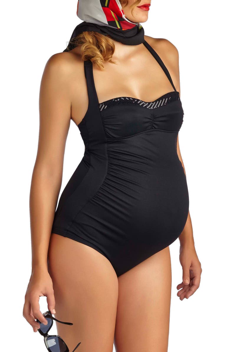 Pez D'Or Retro Ruched One-Piece Maternity Swimsuit, Alternate, color,