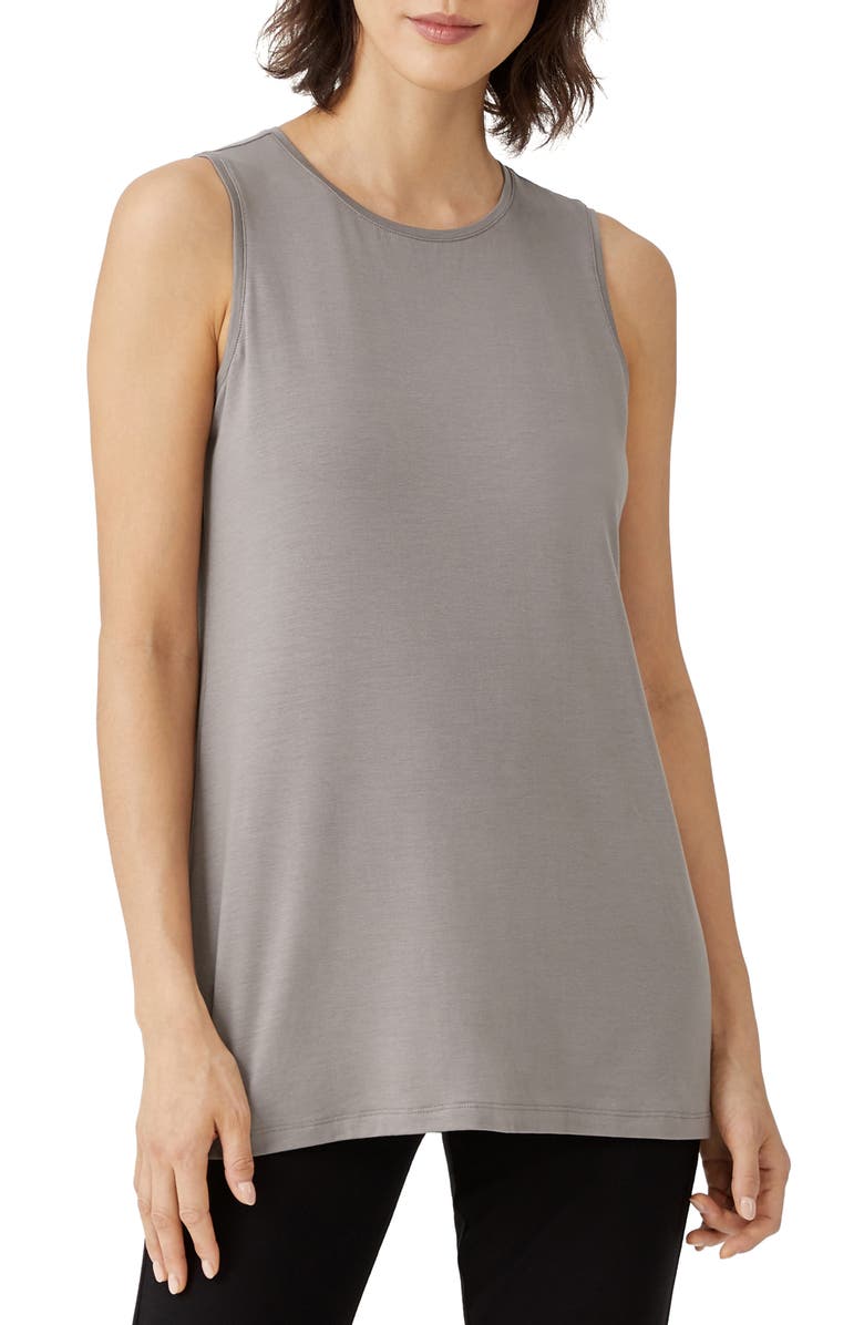 Eileen Fisher Crewneck Long Tank, Main, color,