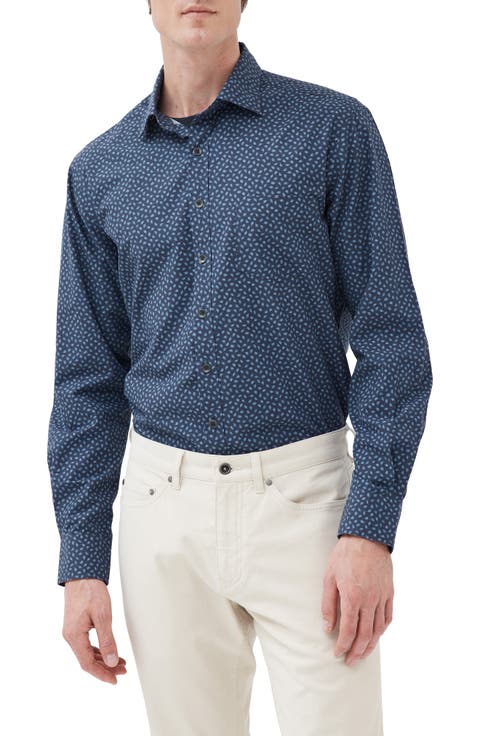 Cove Road Leaf Print Button-Up Shirt