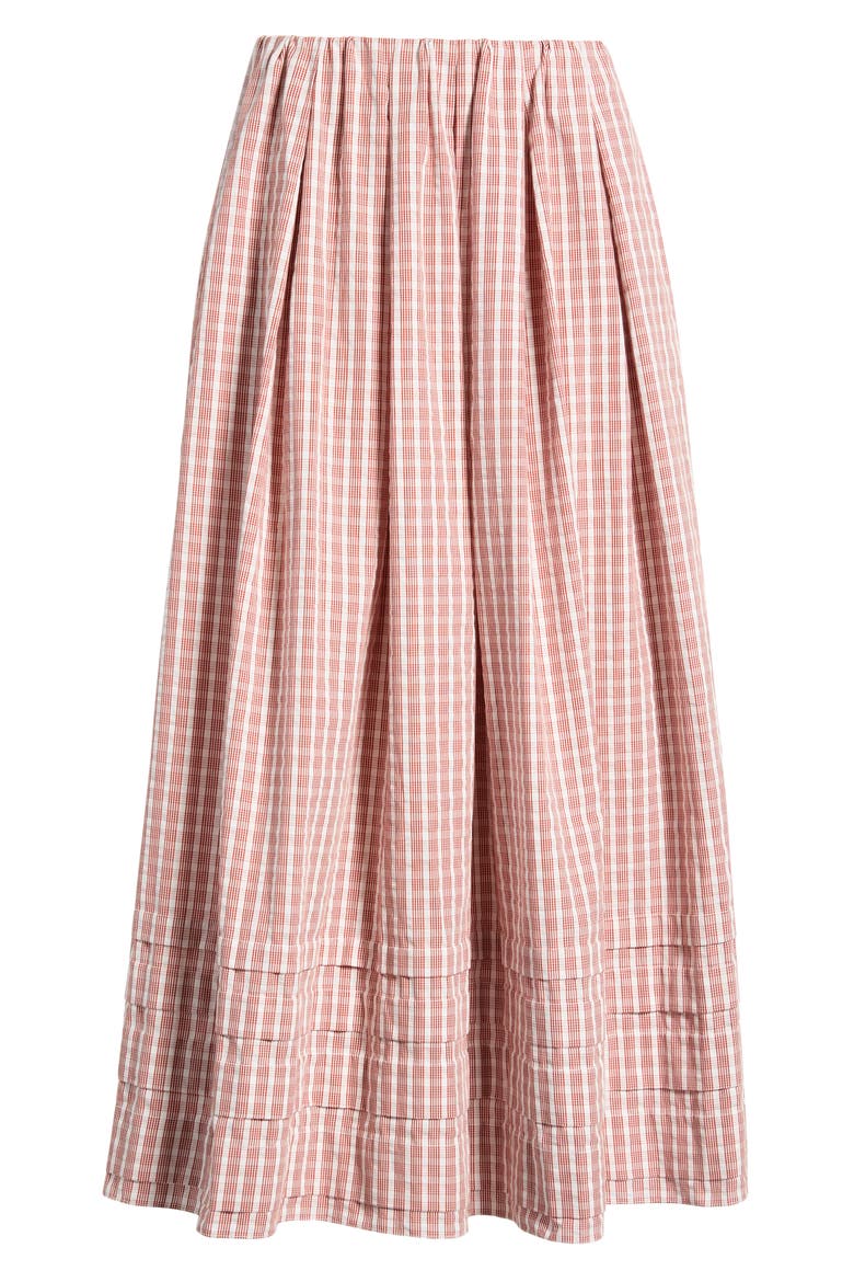 Cales Gingham Check Cotton Midi Skirt, Alternate, color, PALOMA CHECK-CINNAMON WHITE