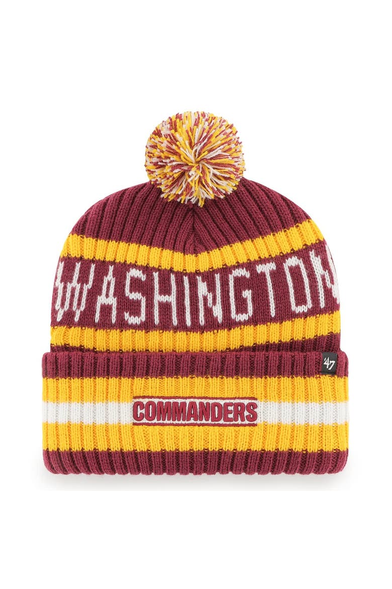 Men's '47  Burgundy Washington Commanders Bering Cuffed Knit Hat with Pom, Main, color, Burgundy