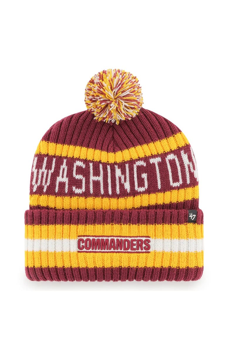 '47 Men's '47  Burgundy Washington Commanders Bering Cuffed Knit Hat with Pom, Main, color, 