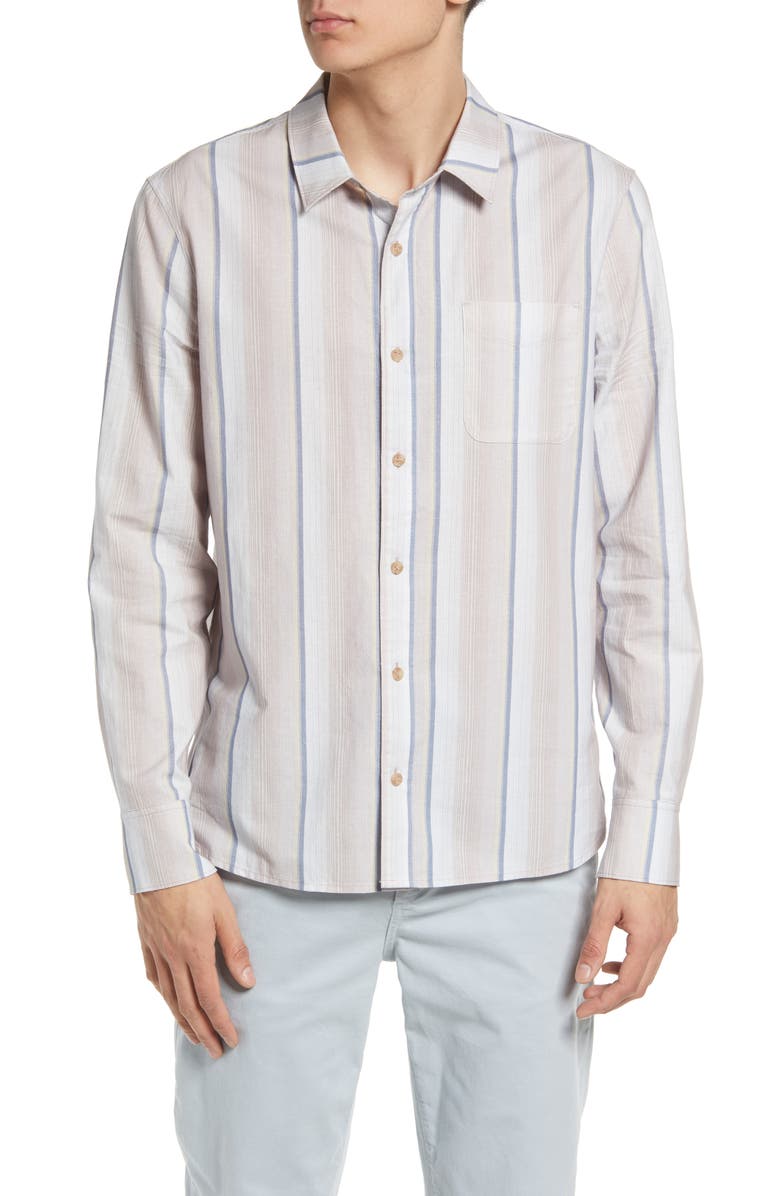 PAIGE Men's Cooper Stripe Cotton Button-Up Shirt, Main, color, Hazy Blush