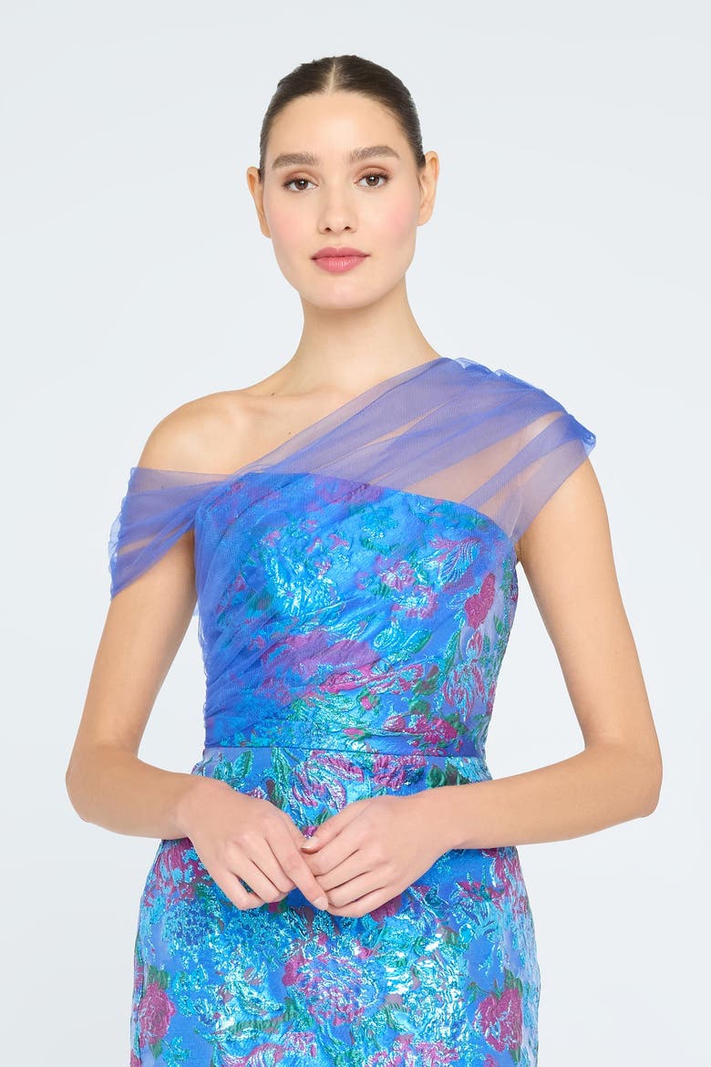 Jaylen Draped Shawl Dress, Alternate, color, Blue
