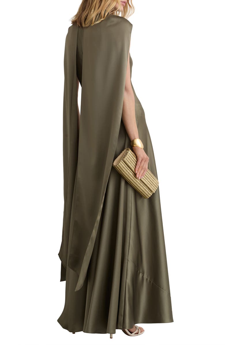 Reiss Fae Drape Sleeveless Satin Gown, Alternate, color, Khaki Green