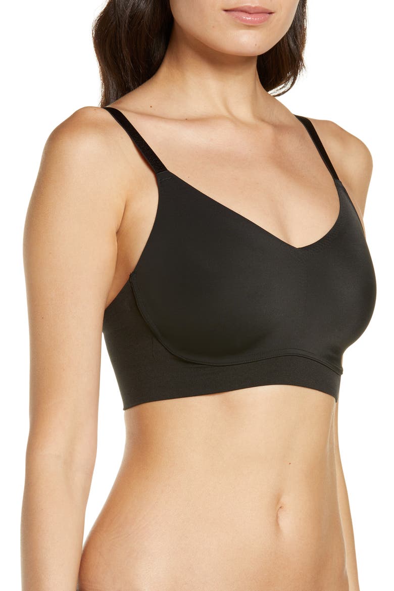 True Body Triangle Adjustable Strap Soft Form Band Bra, Alternate, color, BLACK