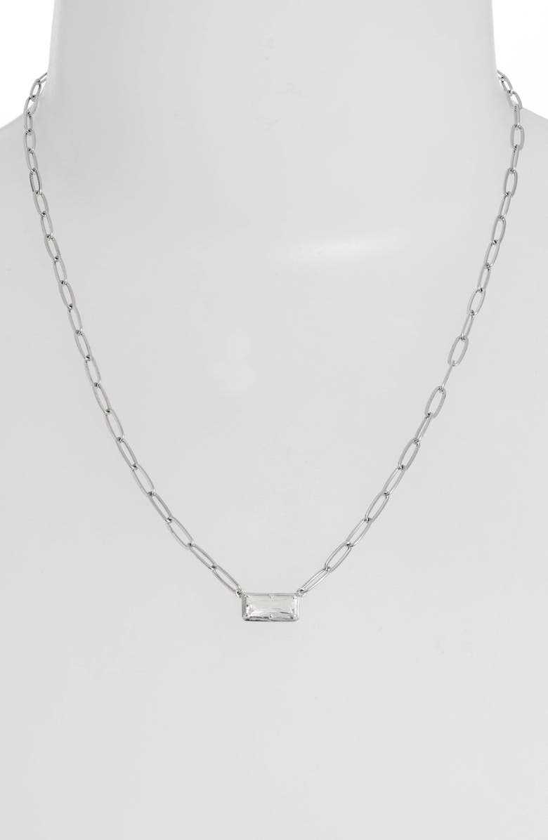 Anzie Dew Drop White Topaz Baguette Pendant Necklace, Alternate, color, 