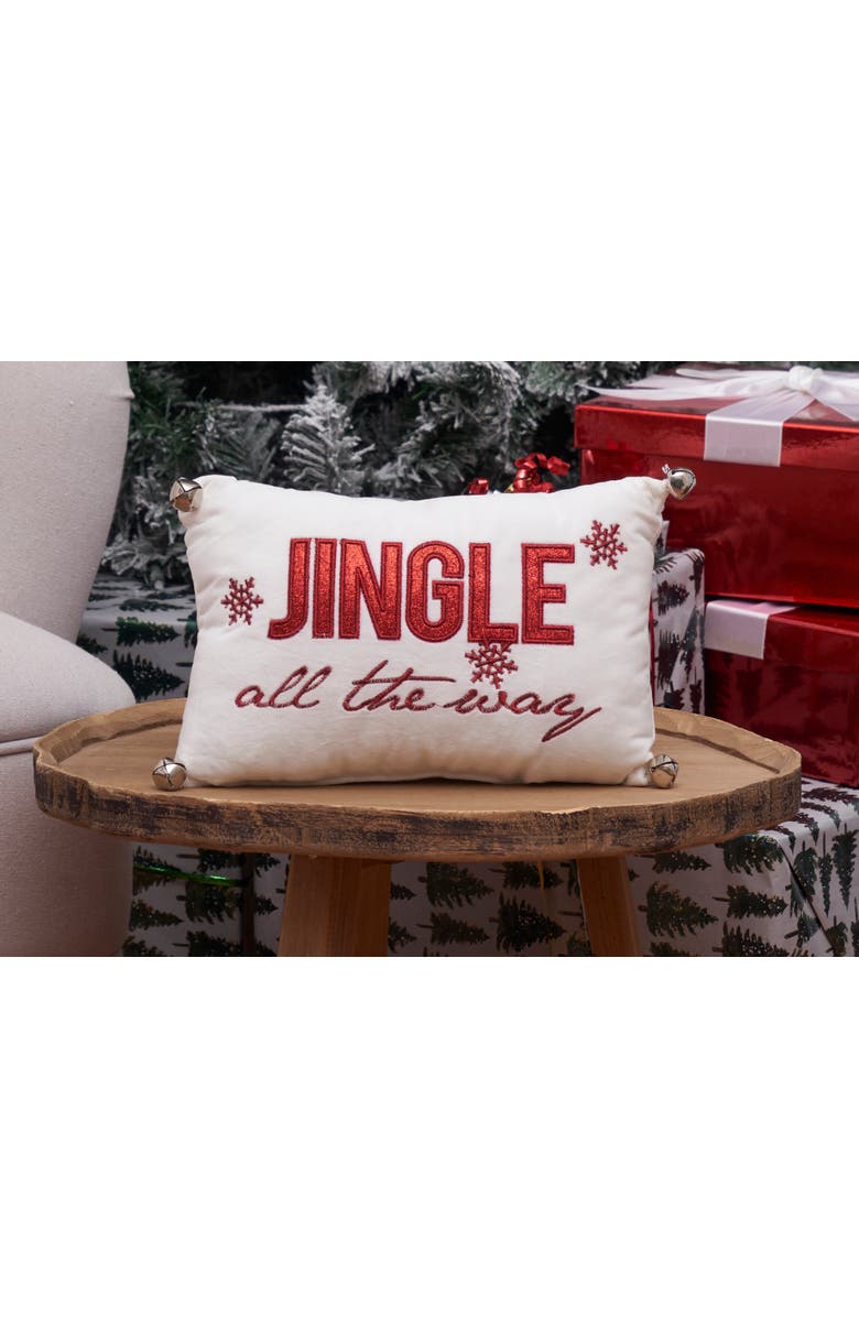 C&F Home "Jingle All The Way" Mini Christmas Accent Pillow w/ Silver Bells 8" x 12", Alternate, color, 