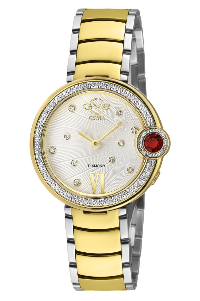 Peruga Diamond Bracelet Watch, Main, color, TWO-TONE SILVER/ GOLD