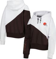 DKNY SPORT Women's DKNY Sport White/Brown Cleveland Browns Bobbi Color Blocked Pullover Hoodie