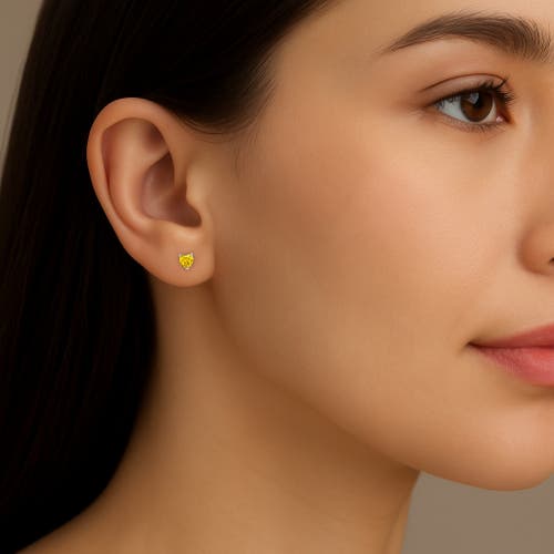 Donatello Gian Sterling Silver Yellow Heart Studs In Metallic