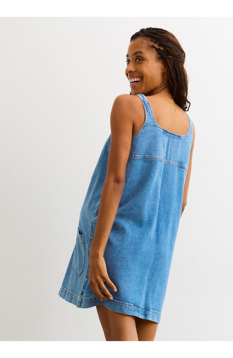 HATCH Collection The Kiley Denim Mini Maternity Dress, Alternate, color, Vintage Dream Blue