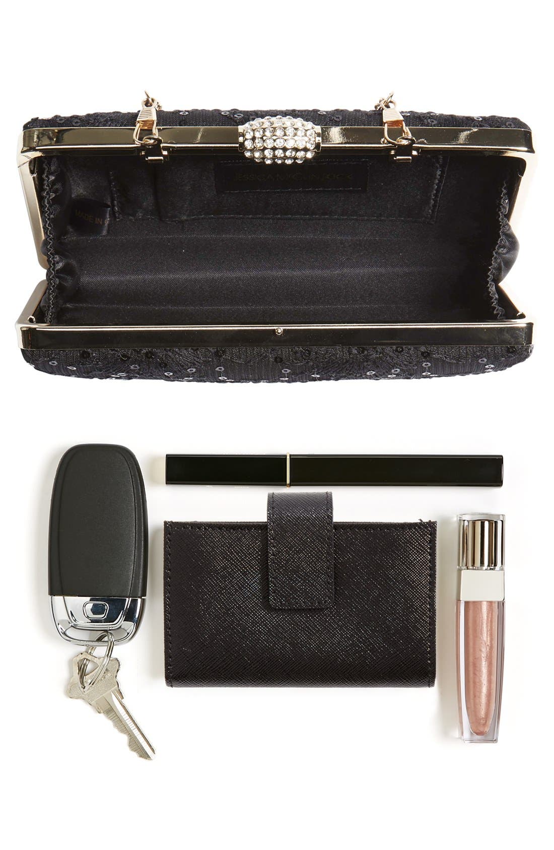 'Noelle' Lace Clutch, Alternate, color, BLACK