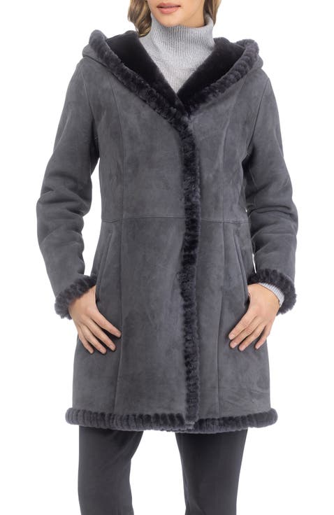 Genuine Shearling Parka with Whipstitch Trim