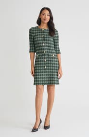 Misook Plaid Multi-Stitch Knit Sheath Dress